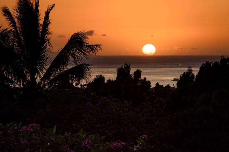 Sunset over the Pacific Ocean from Puunoa Lahaina Maui Hawaii
