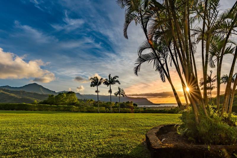 View of Hanalei Bay at Sunset