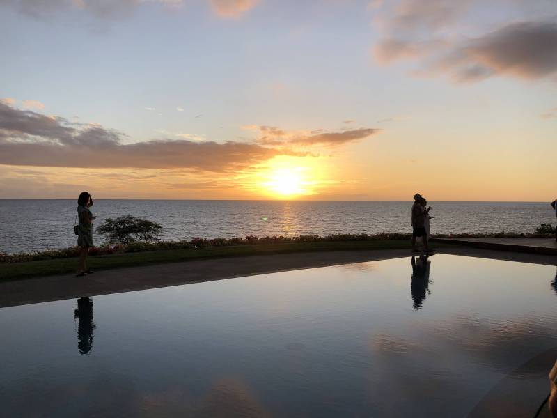 Sunset at oceanfront Hapuna Beach Villa