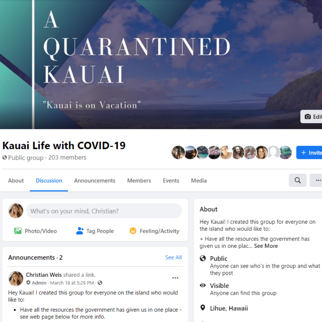 KAUAI LIFE WITH COVID-19 FACEBOOK GROUP