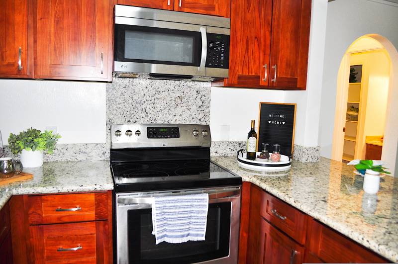 stainless steel stove and microwave