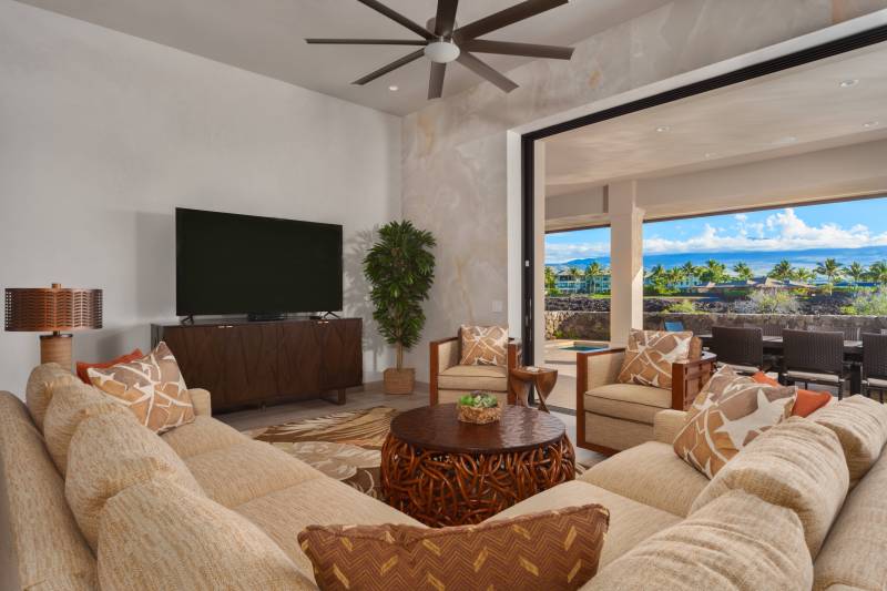 living room with ocean views