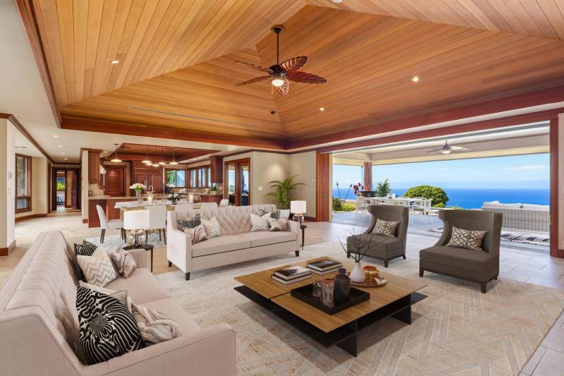 living room with ocean views