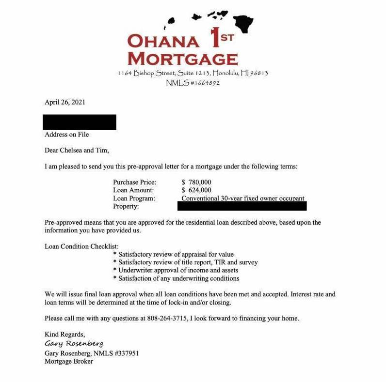 mortgage preapproval letter