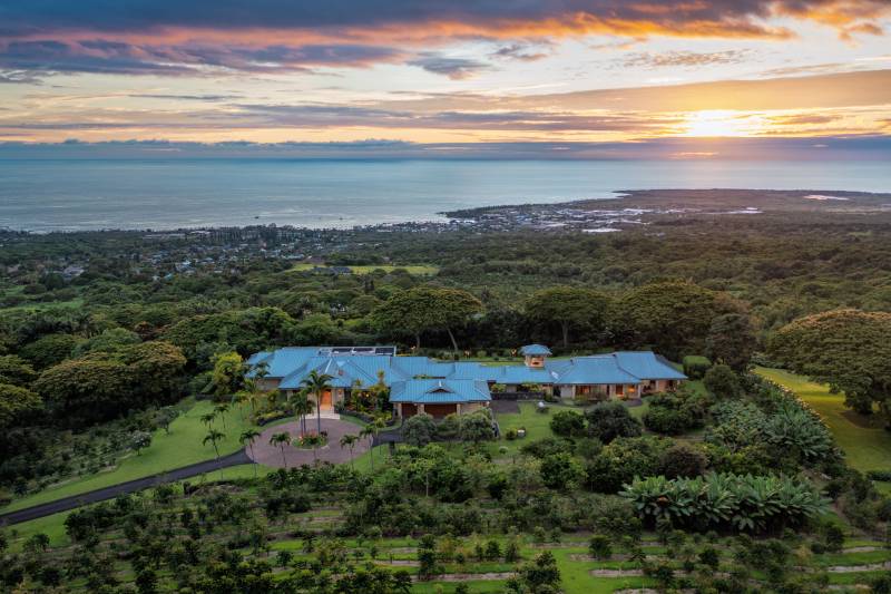 aerial view of big island estate for auction