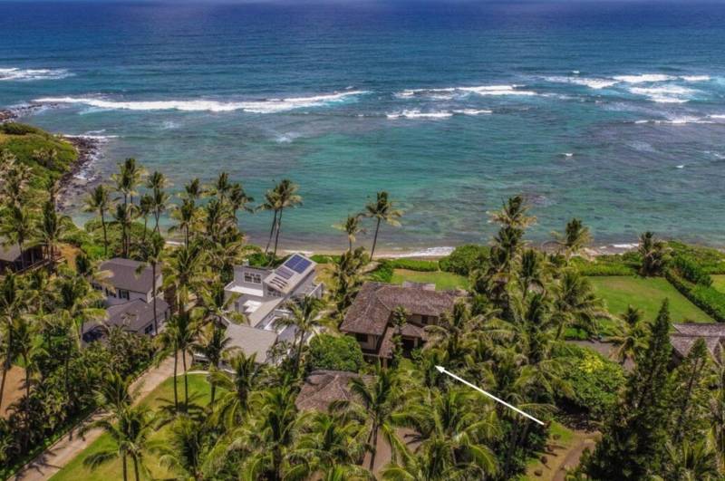 aerial view of kauai oceanfront home for sale
