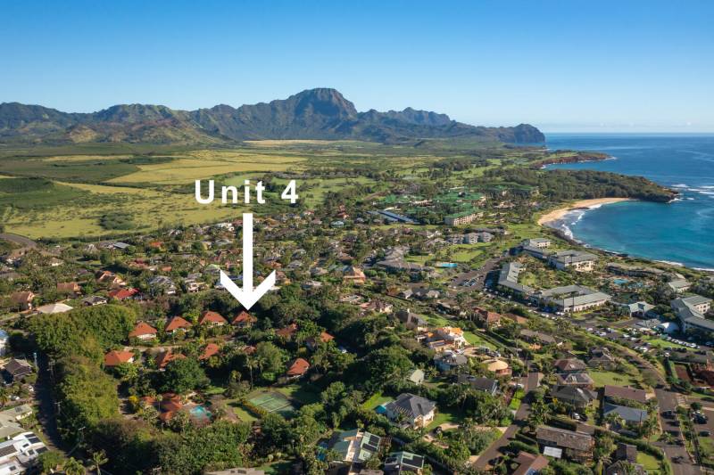 aerial view of unit 4 at poipu crater condo