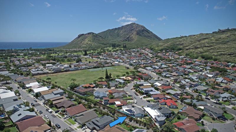 oahu home for sale aerial view of neighborhood