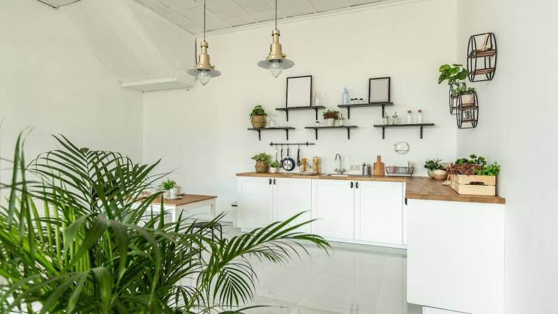 tidy minimal white kitchen