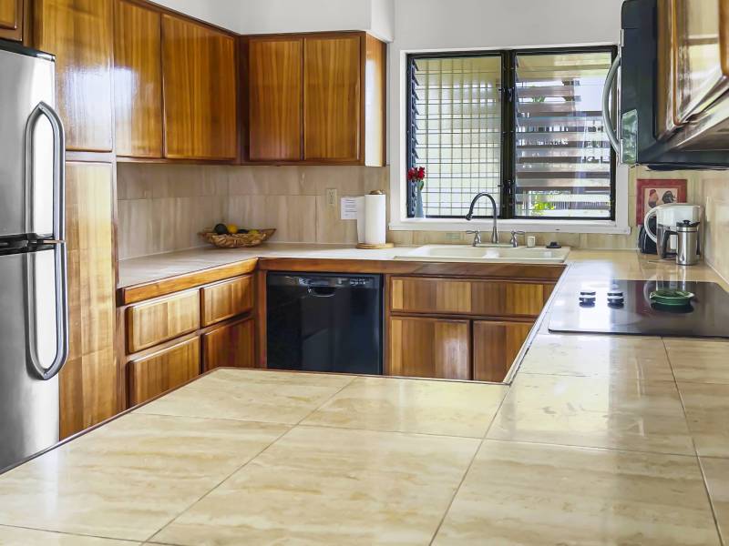 kitchen with tile countertops