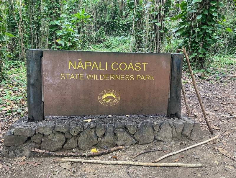 sign reads napali coast state wilderness park