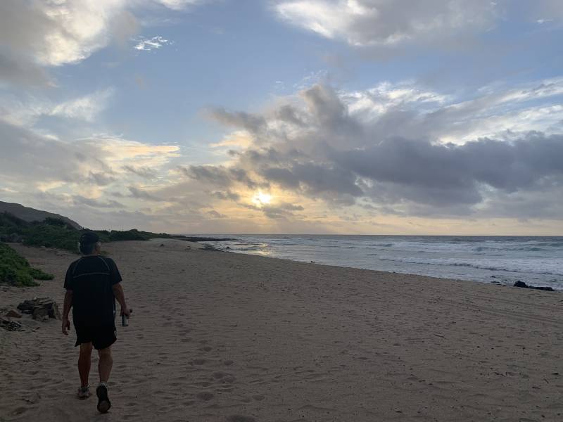 walks on the beach in hawaii kai