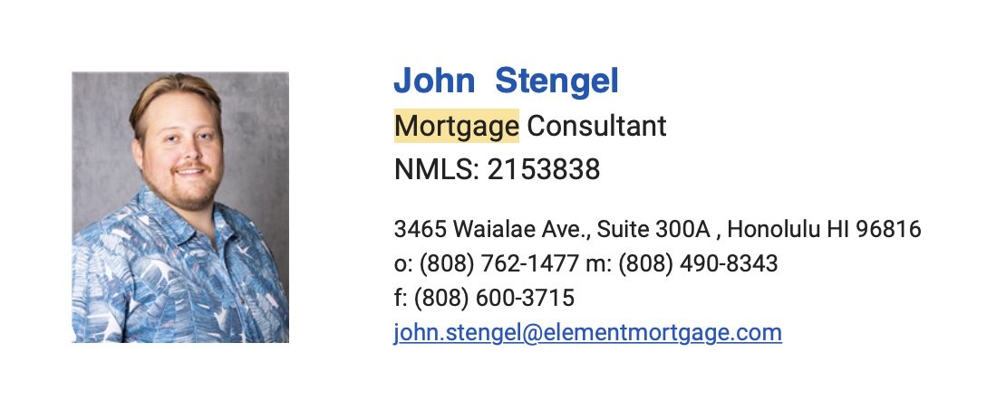 john stengel mortgage consustant honolulu