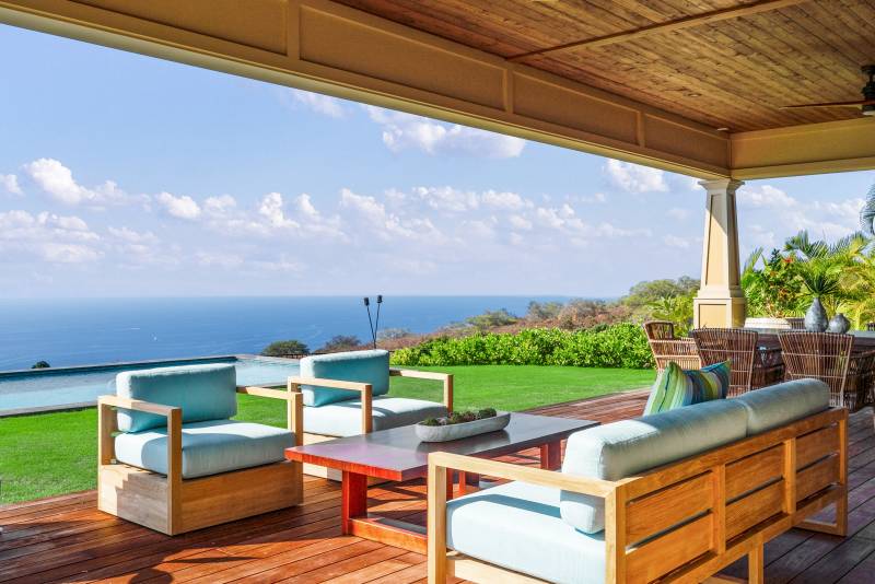 panoramic ocean views from outdoor seating area