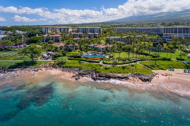 aerial view of maui oceanfront community