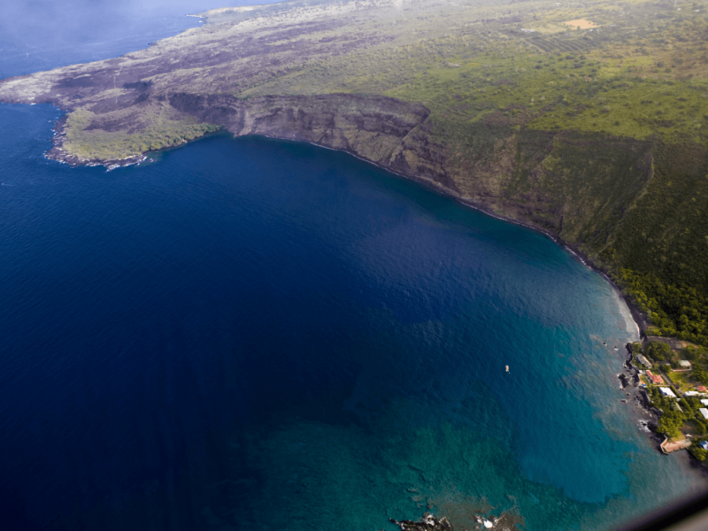 aerial view of south kona coastline big island hawaii
