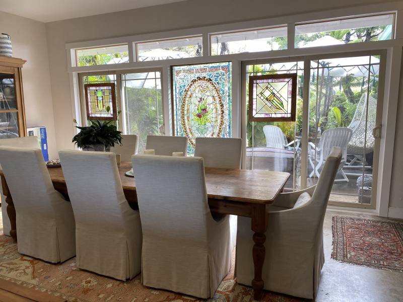 dining table with stained glass