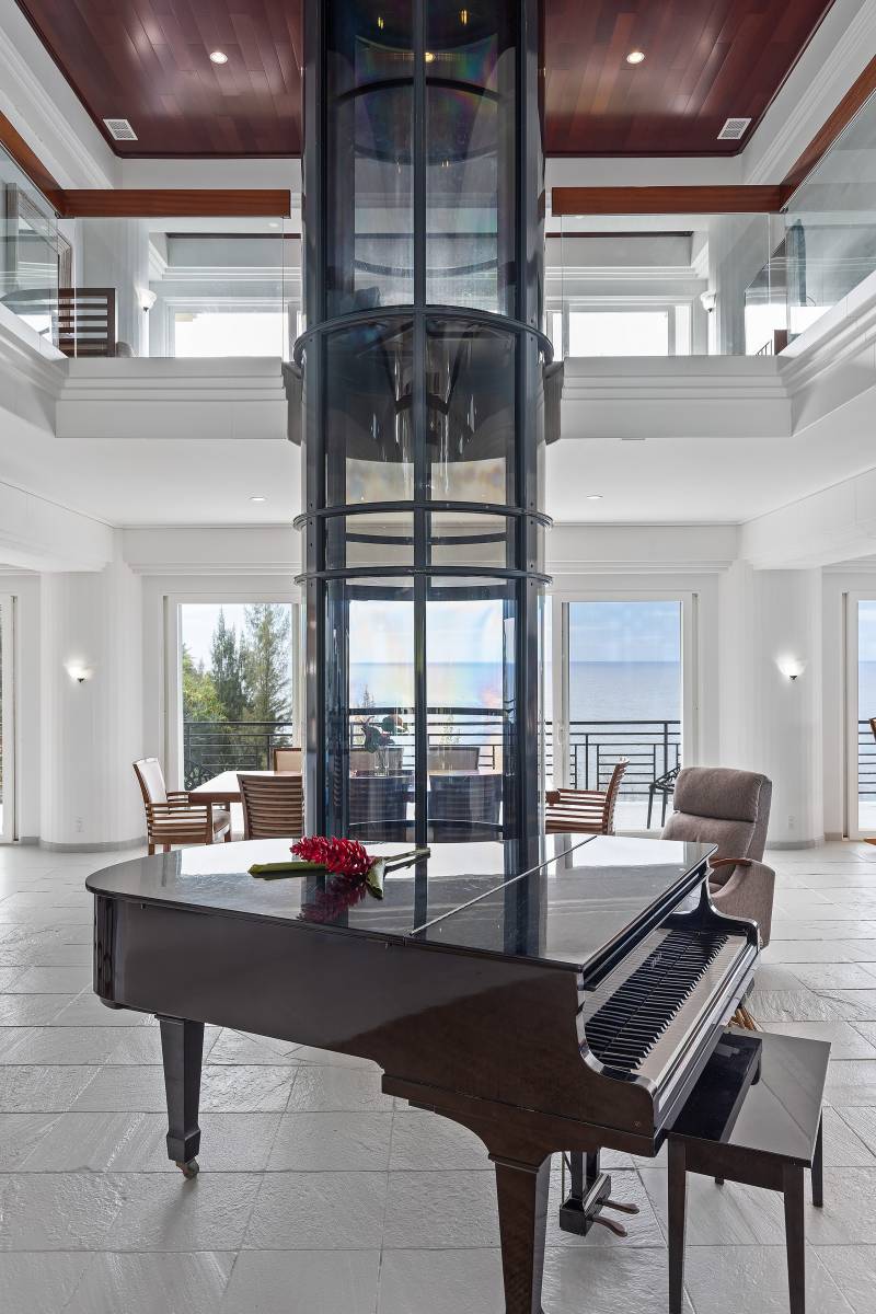 piano and elevator in waterfalling estate