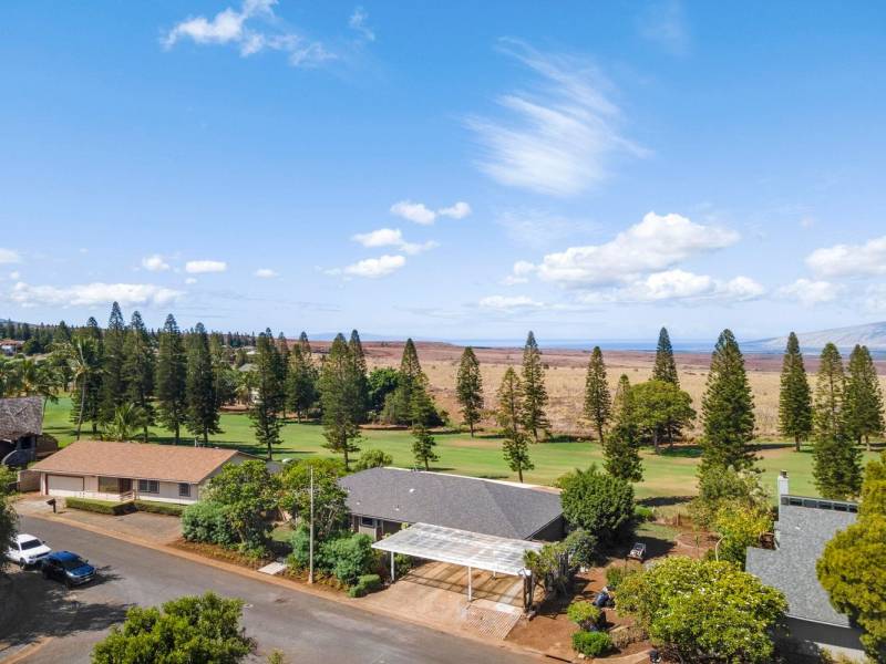 aerial view of upcountry maui home for sale