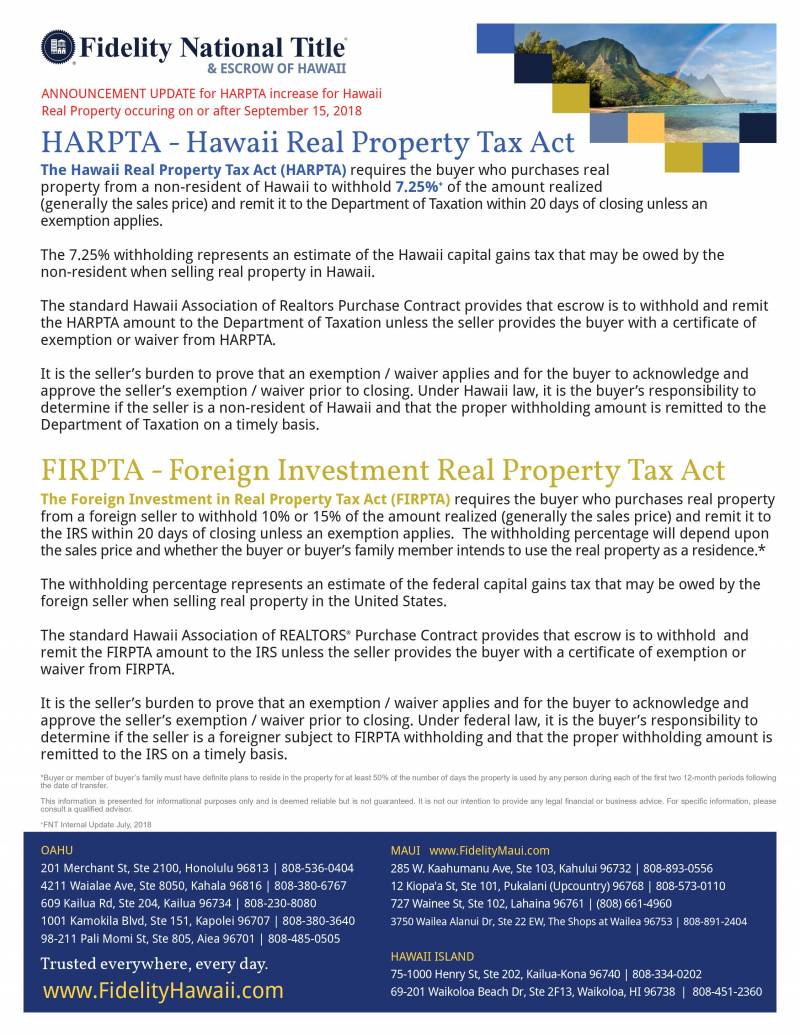 hawaii real property tax act