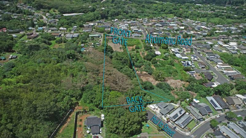 aerial view oh oahu property with lot lines marked
