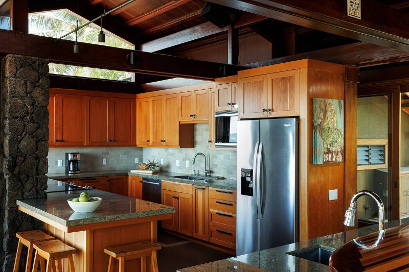 kitchen with light wood cabinets