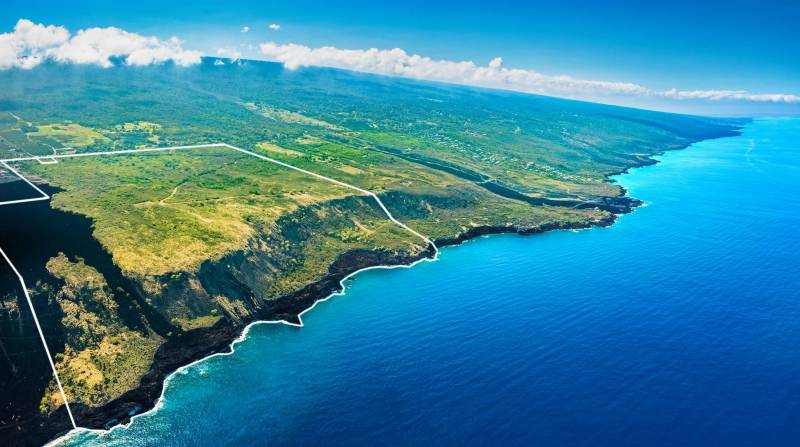 lines marked on high aerial view of pali kai acreage on big island hawaii