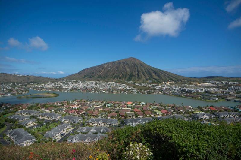 aerial view of hawaii kai oahu with koko head in the background