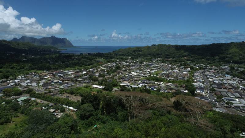 aerial view out to the ocean on oahu
