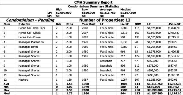 cma summary report