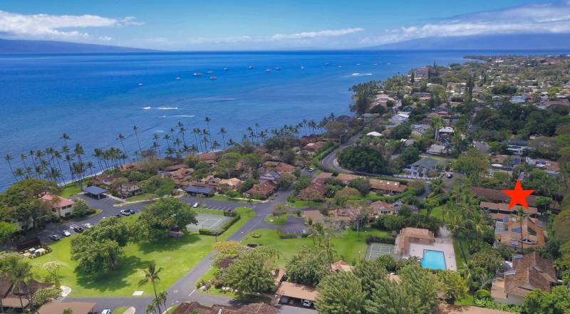 aerial view of puamana grounds near lahaina on west maui
