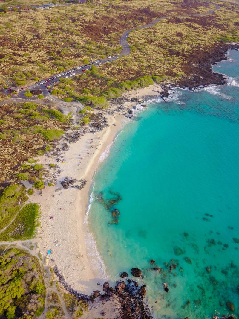 big island hawaii shoreline drone shot