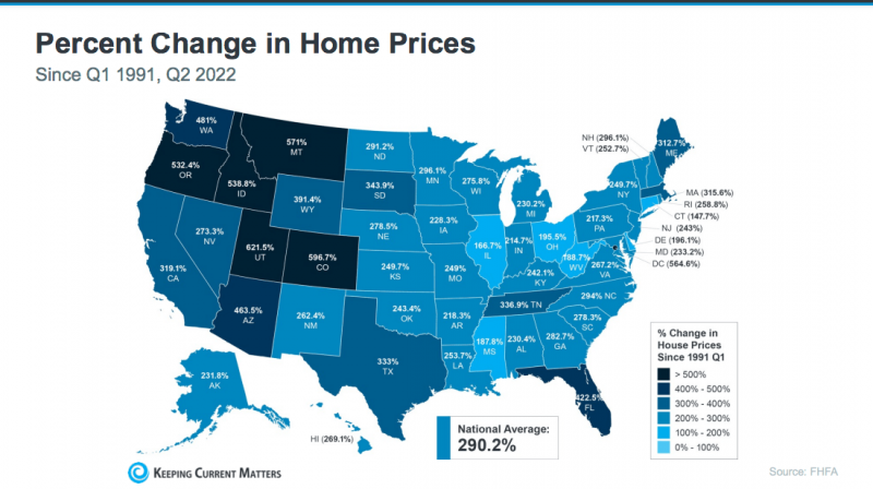 map of percent change in home prices