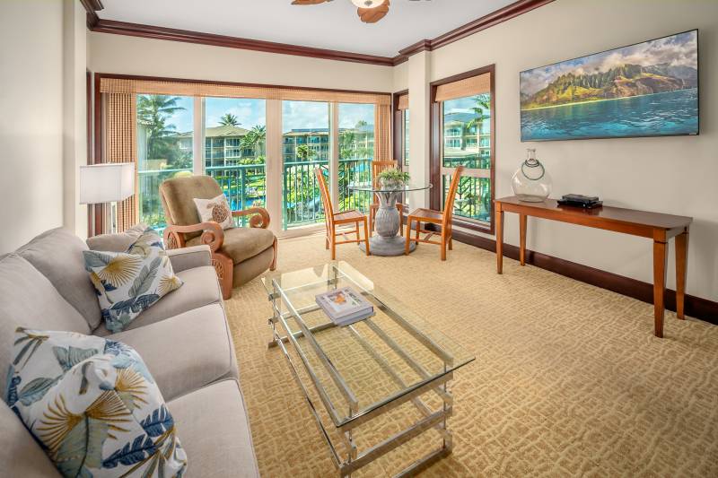 living room of kauai condo for sale