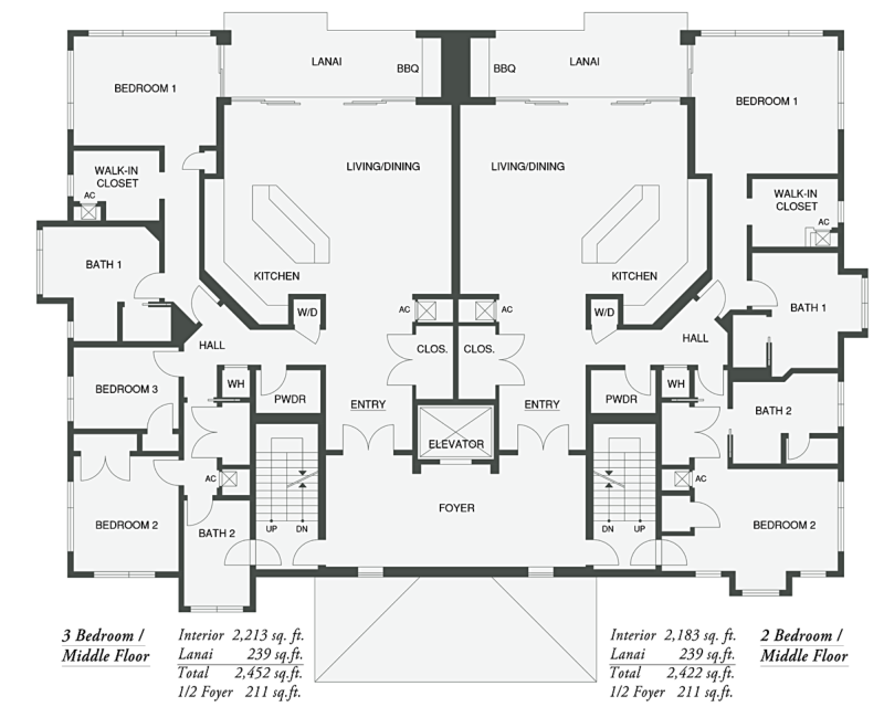 middle floor three bedroom floorplan