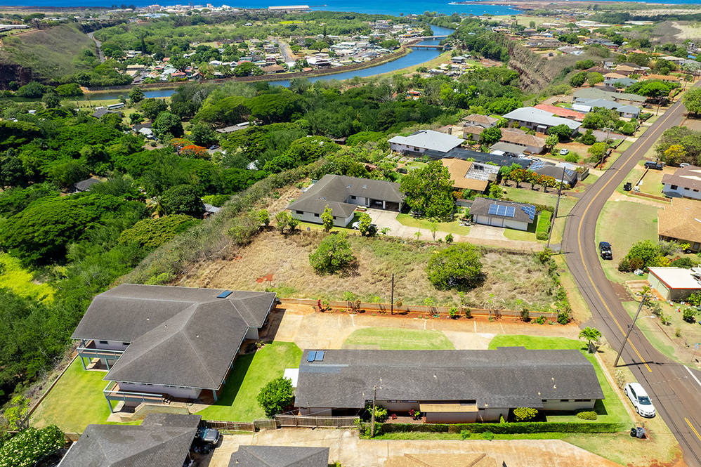 aerial view of kauai estate with multiple buildings