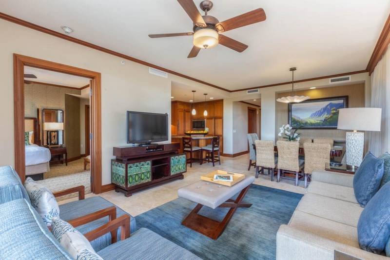 living room in kauai condo for sale