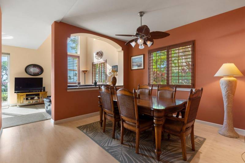 terracotta colored walls in dining room