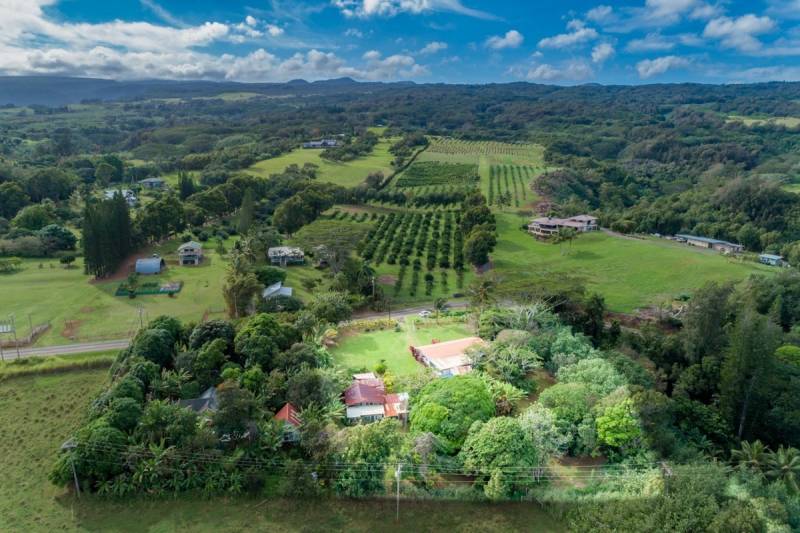 aerial view of 1 acre lot with home