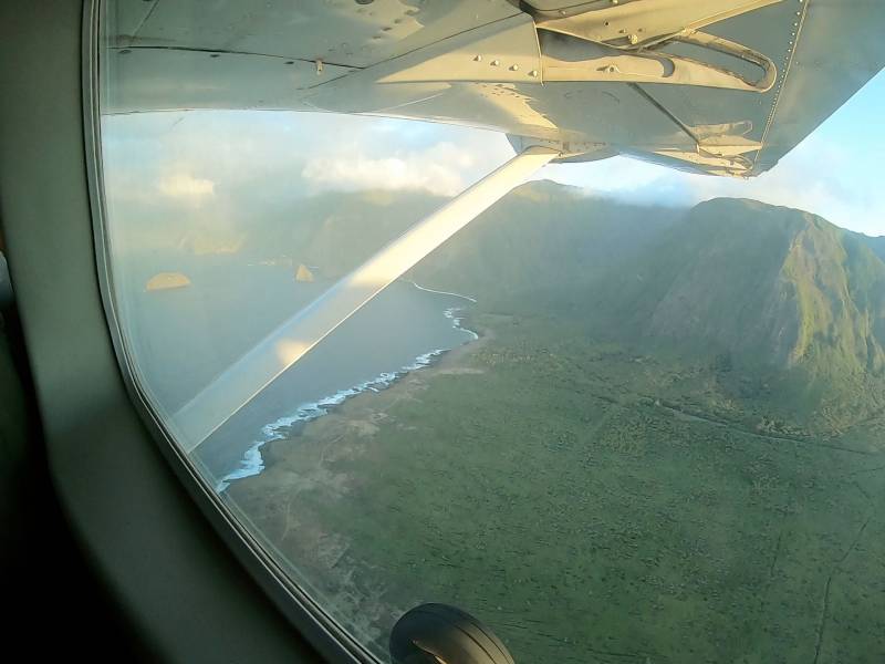 view of island of molokai from plane