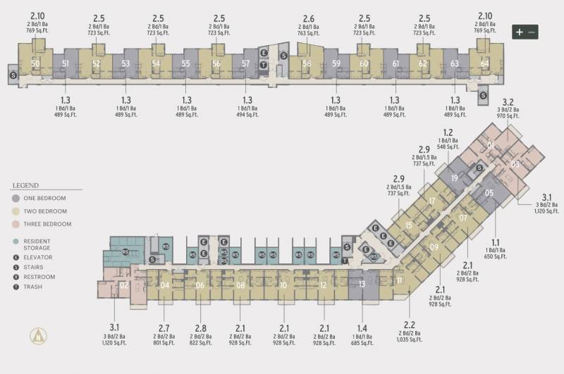 floor plans of floors 2 through 12 at kuilei
