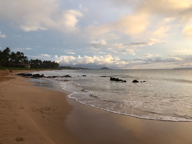 fluffy clouds on south maui beach