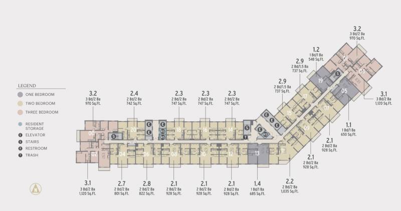 floor plans for floors 13 through 42 at kuilei condo in honolulu