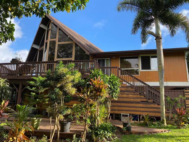 a frame style wood home in haiku maui hawaii