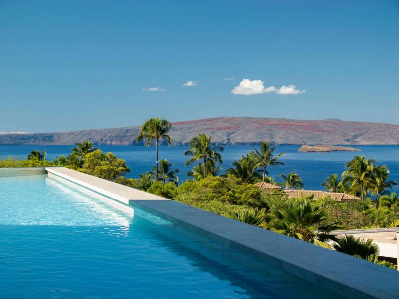 pool in wailea maui home with ocean views