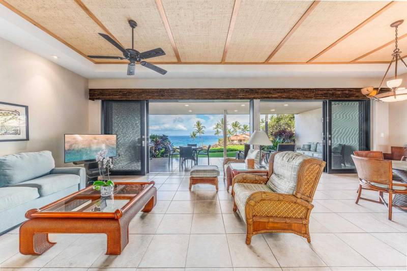 large living room with ocean views on maui