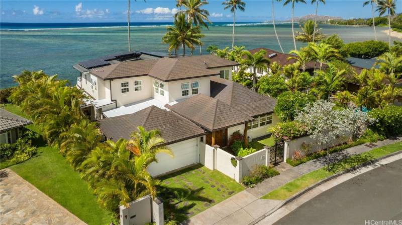aerial view of oceanfront niu beach honolulu home for sale