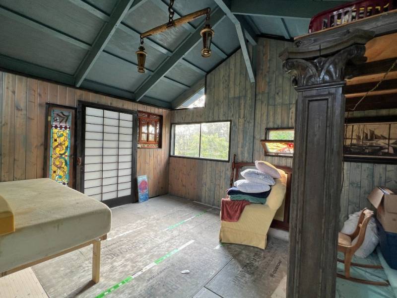 bedroom area in off grid cabin on big island hawaii