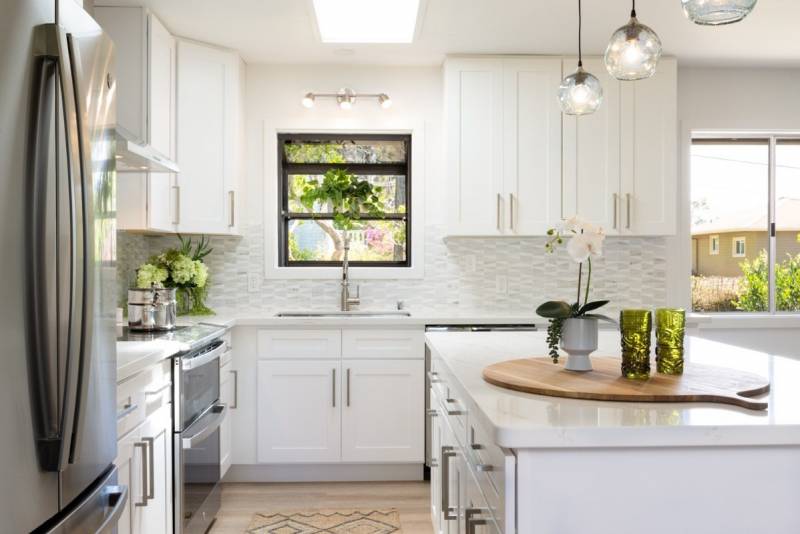 clean white modern kitchen in big island home