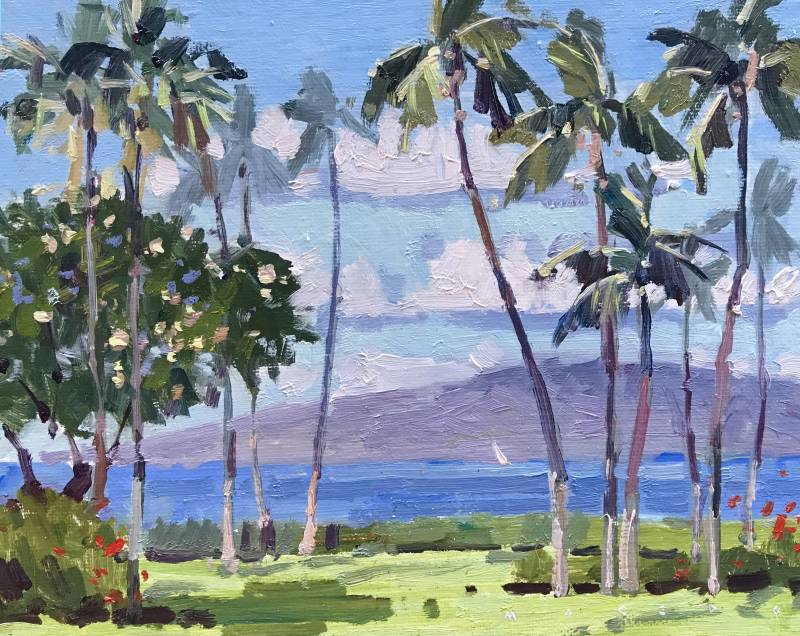 oil painting of oceanview from puamana maui